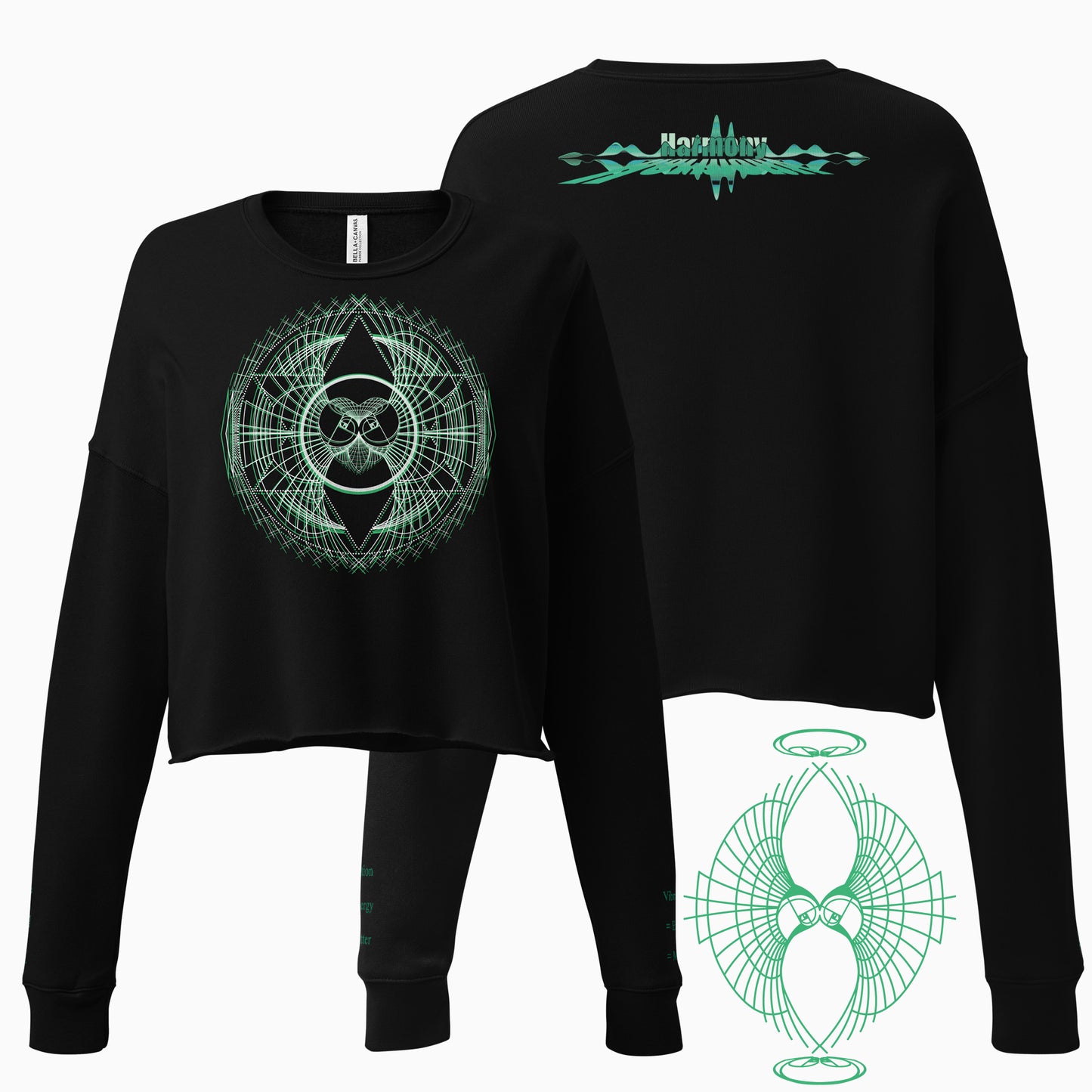 Vibration = Energy = Matter Crop Sweatshirt | Spiritual hoodie for yoga and meditation | Rose Fibonacci brand