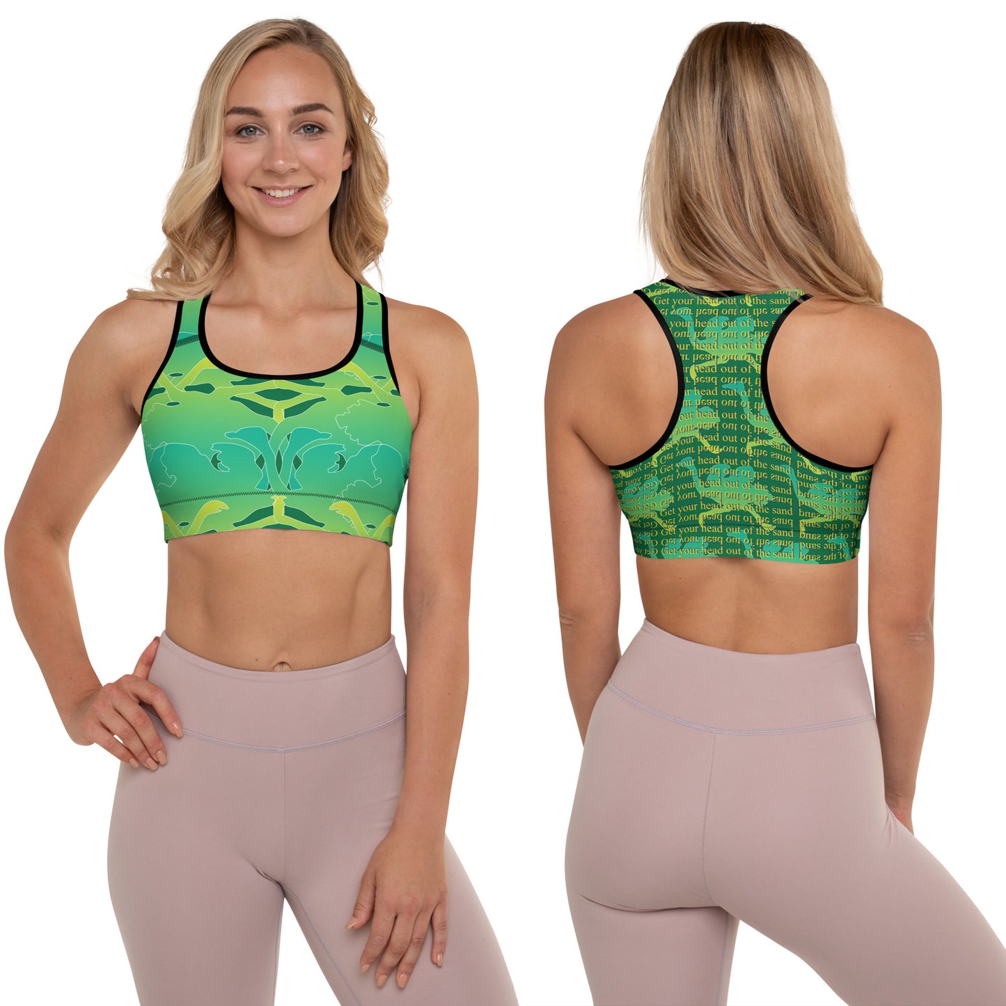 Lime Green Patterned Sports Bra