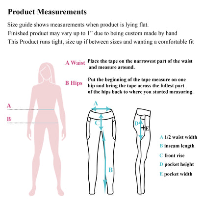 Product measurement image and words