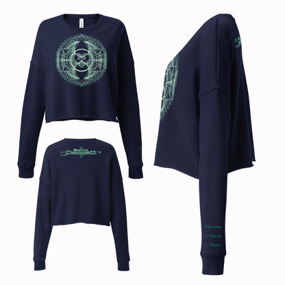 Product view Vibration = Energy = Matter Crop Sweatshirt | Spiritual hoodie for yoga and meditation | Rose Fibonacci brand