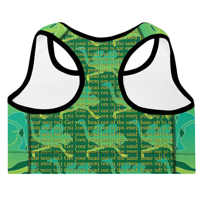 Lime Green Patterned Sports Bra