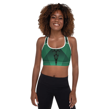 Green Dream Big sports bra front close up on model