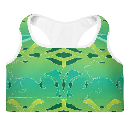 Lime Green Patterned Sports Bra