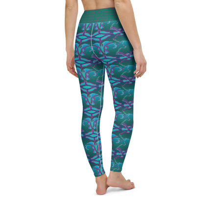 Blue, Green Ostrich Yoga Leggings